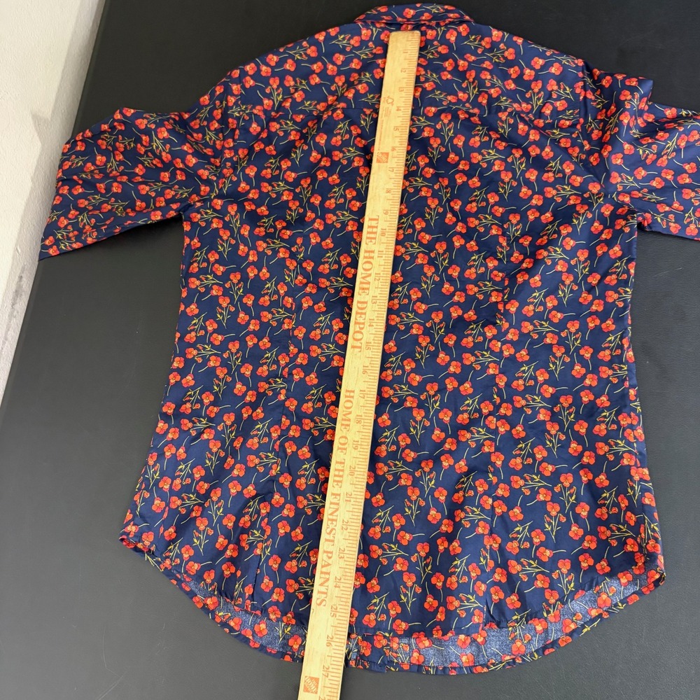 J.Crew Liberty Art Fabric Button Down Shirt Size 10 Floral Navy Peter Pan Collar - Picture 10 of 12